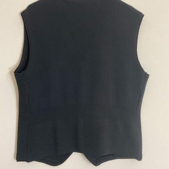 Vintage Marshall Fields Italian Wool Button Up V Neck Black Vest Mens Size Large - Picture 3 of 6